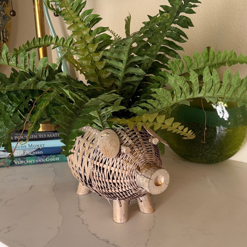 Vintage Pig Basket Planter